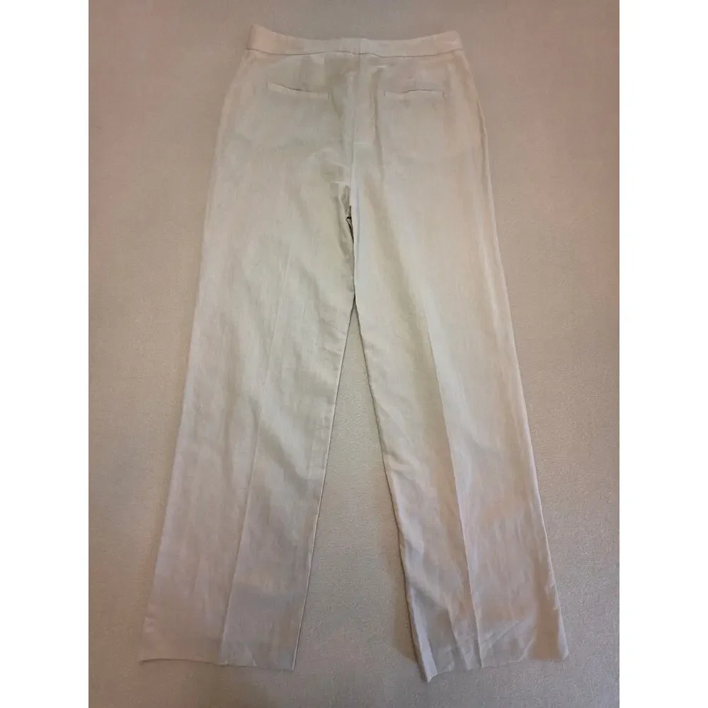 Zara Women's Linen Cotton Blend Khaki Trouser Pants Sz Large NWT